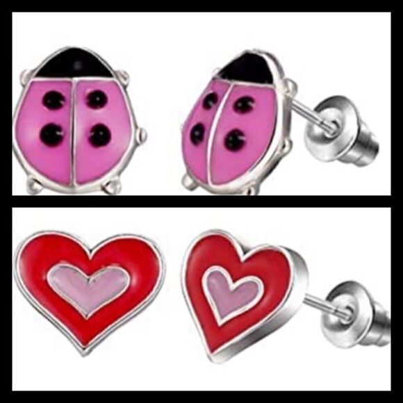 💐 2 Pair Stud Earrings - Picture 1 of 8